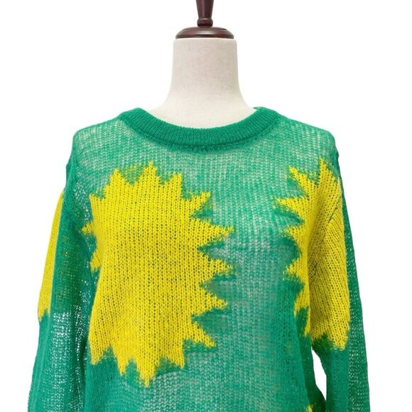 NWT Savage X Fenty Knittin Pretty Loose Knit Sweater Size XS Green Yellow NEW - Picture 5 of 15